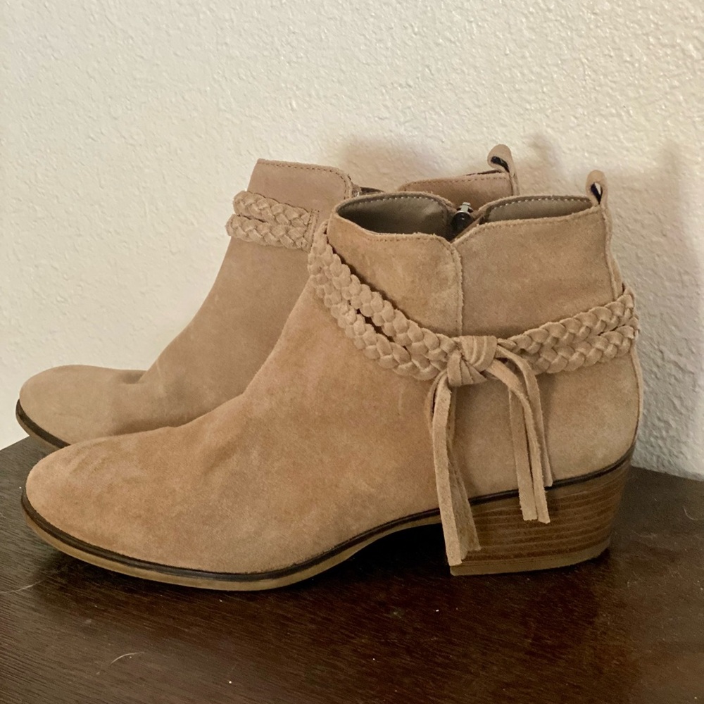Braided Tan Ankle Boots